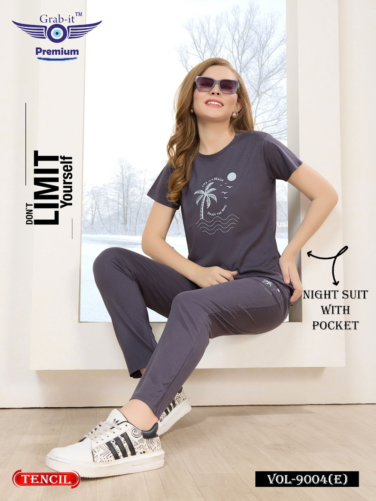 Vol 9004 E Grab It Tencil Pyjama Night Suits Wholesale Rate