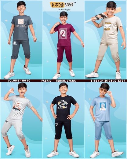 Vol 90 New Colours Kiddo Tencil Lycra Boys Capri Night Suit Supplier Ahmedabad