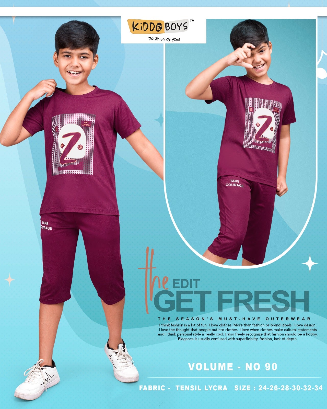 Vol 90 New Colours Kiddo Tencil Lycra Boys Capri Night Suit Supplier Ahmedabad