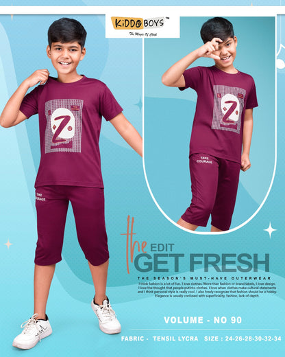 Vol 90 New Colours Kiddo Tencil Lycra Boys Capri Night Suit Supplier Ahmedabad