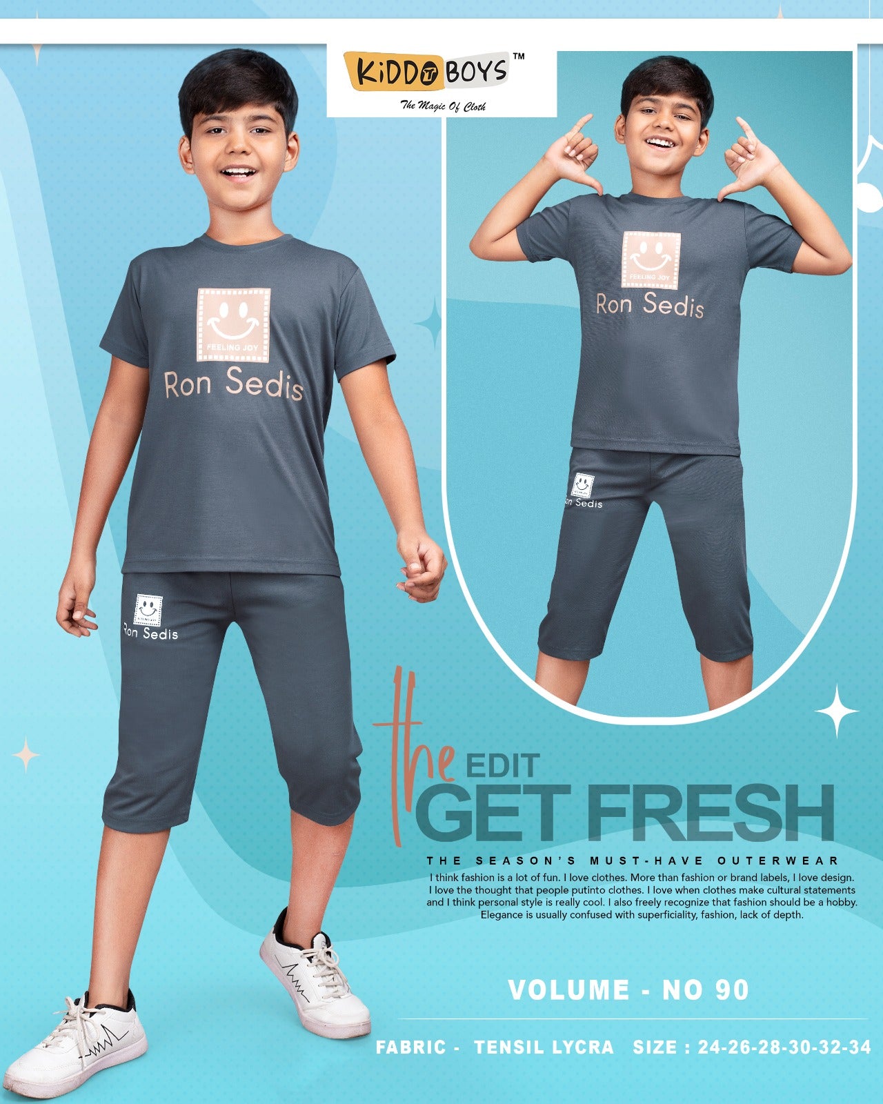 Vol 90 New Colours Kiddo Tencil Lycra Boys Capri Night Suit Supplier Ahmedabad
