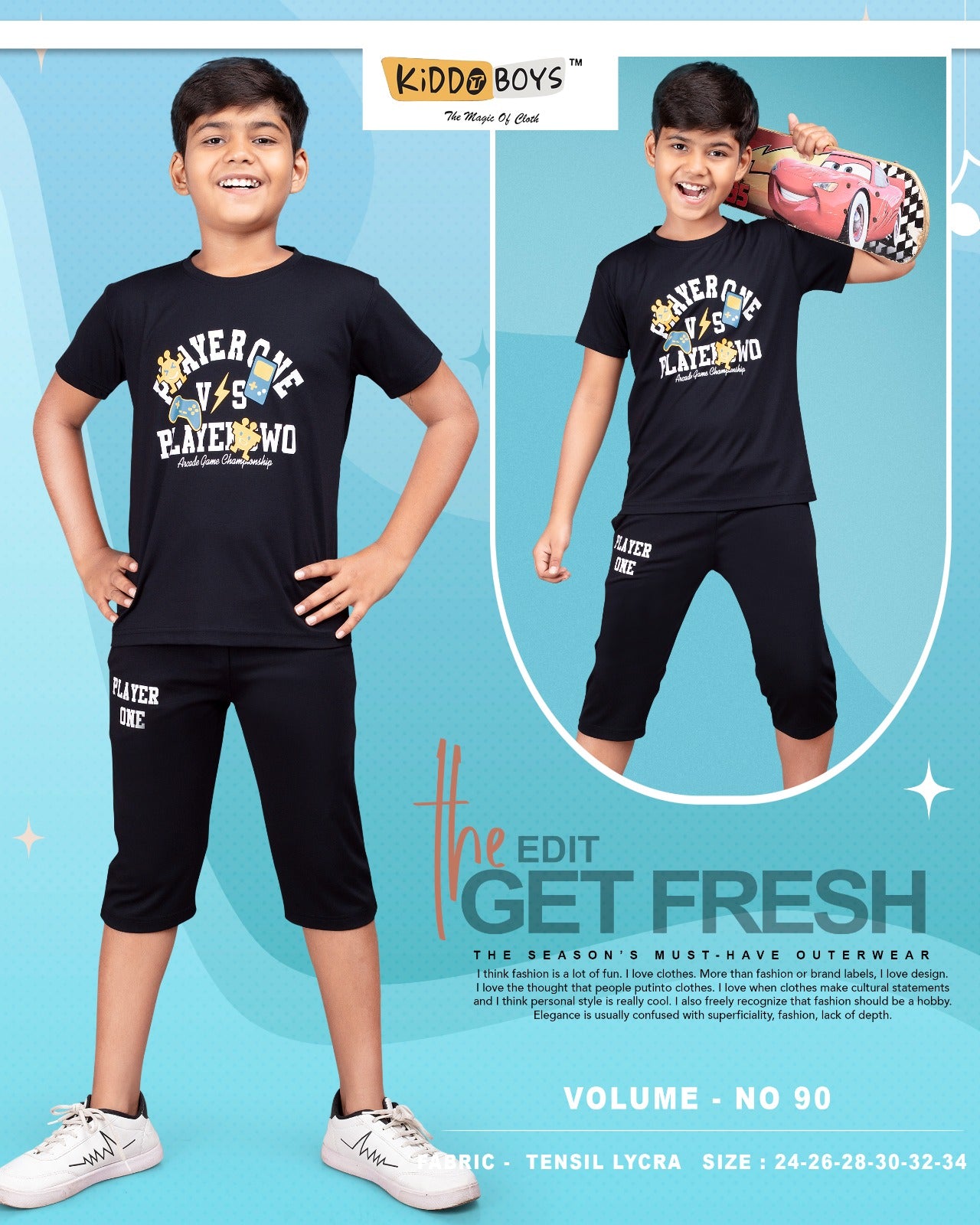 Vol 90 New Colours Kiddo Tencil Lycra Boys Capri Night Suit Supplier Ahmedabad