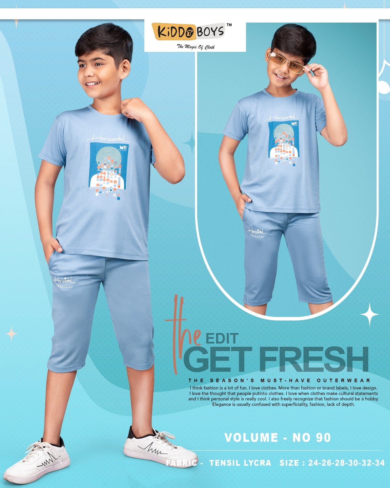 Vol 90 New Colours Kiddo Tencil Lycra Boys Capri Night Suit Supplier Ahmedabad