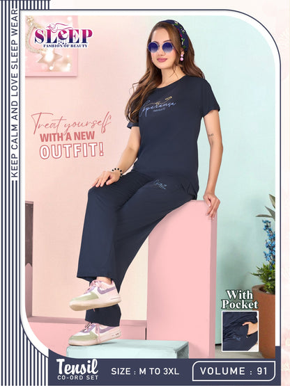 Vol 91 Sleep Faith Lady Tencil Pyjama Night Suits Wholesale Price