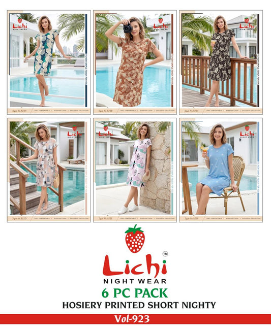 Vol 923 Lichi Hosiery Cotton Short Night Gown Wholesaler India