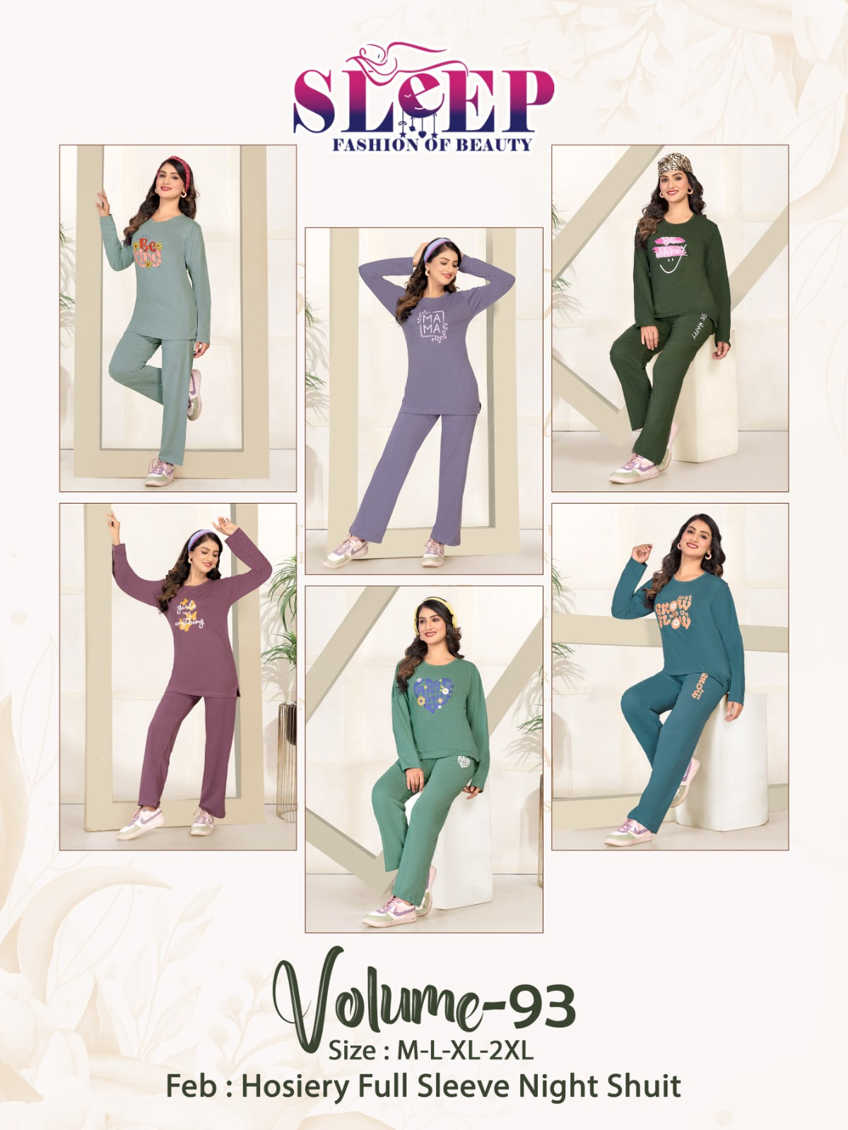 Vol 93 Sleep Faith Lady Hosiery Full Sleeve Night Suits Supplier