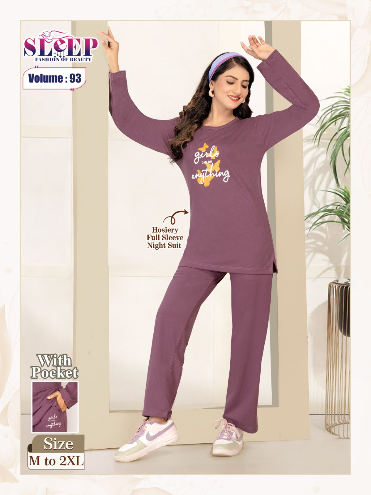 Vol 93 Sleep Faith Lady Hosiery Full Sleeve Night Suits Supplier