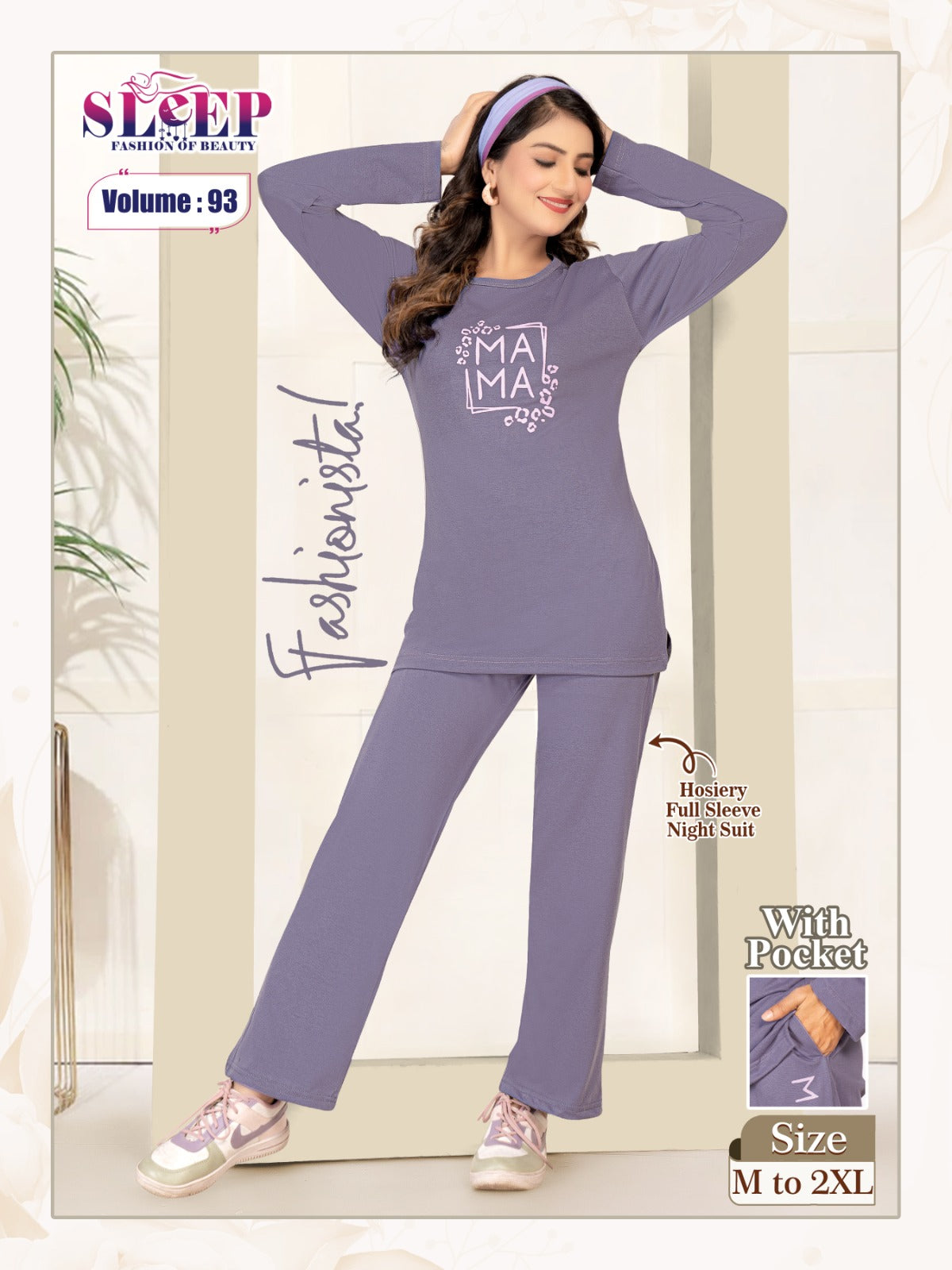 Vol 93 Sleep Faith Lady Hosiery Full Sleeve Night Suits Supplier