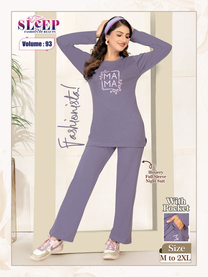 Vol 93 Sleep Faith Lady Hosiery Full Sleeve Night Suits Supplier