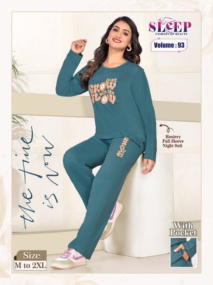 Vol 93 Sleep Faith Lady Hosiery Full Sleeve Night Suits Supplier