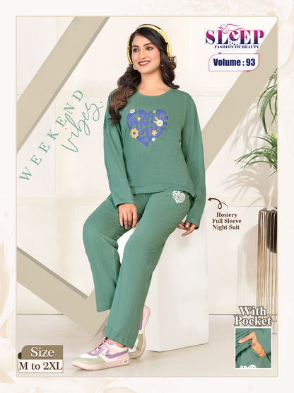 Vol 93 Sleep Faith Lady Hosiery Full Sleeve Night Suits Supplier