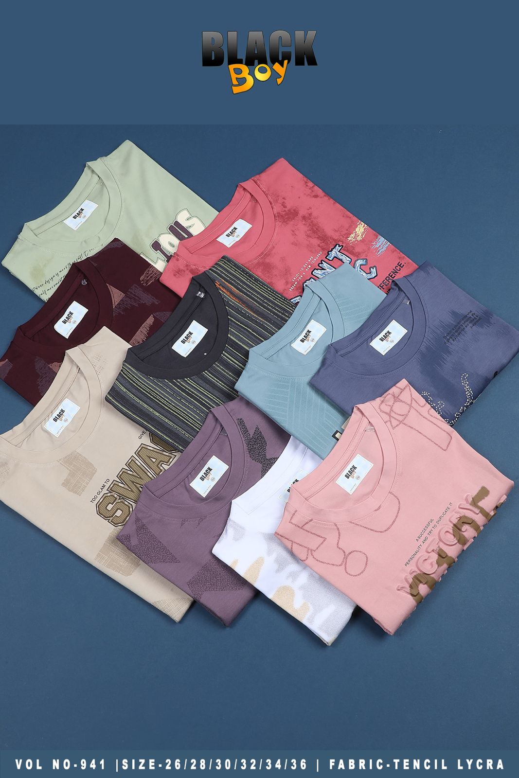 Vol 941 Black Tencil Lycra Boys Tshirt Wholesaler Ahmedabad