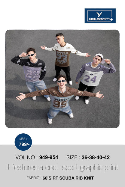 Vol 949 To 954 Full Sleeves High Density Lycra Mens Tshirts Manufacturer Gujarat