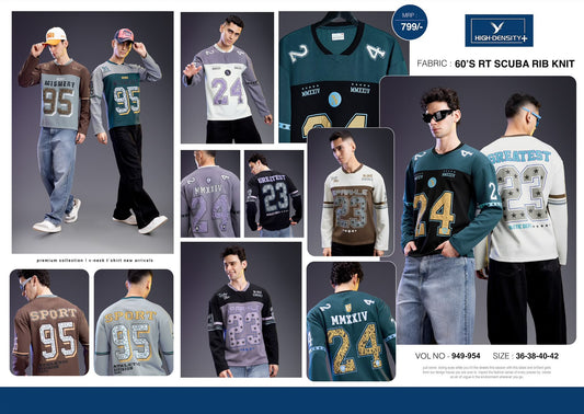 Vol 949 To 954 Full Sleeves High Density Lycra Mens Tshirts Manufacturer Gujarat