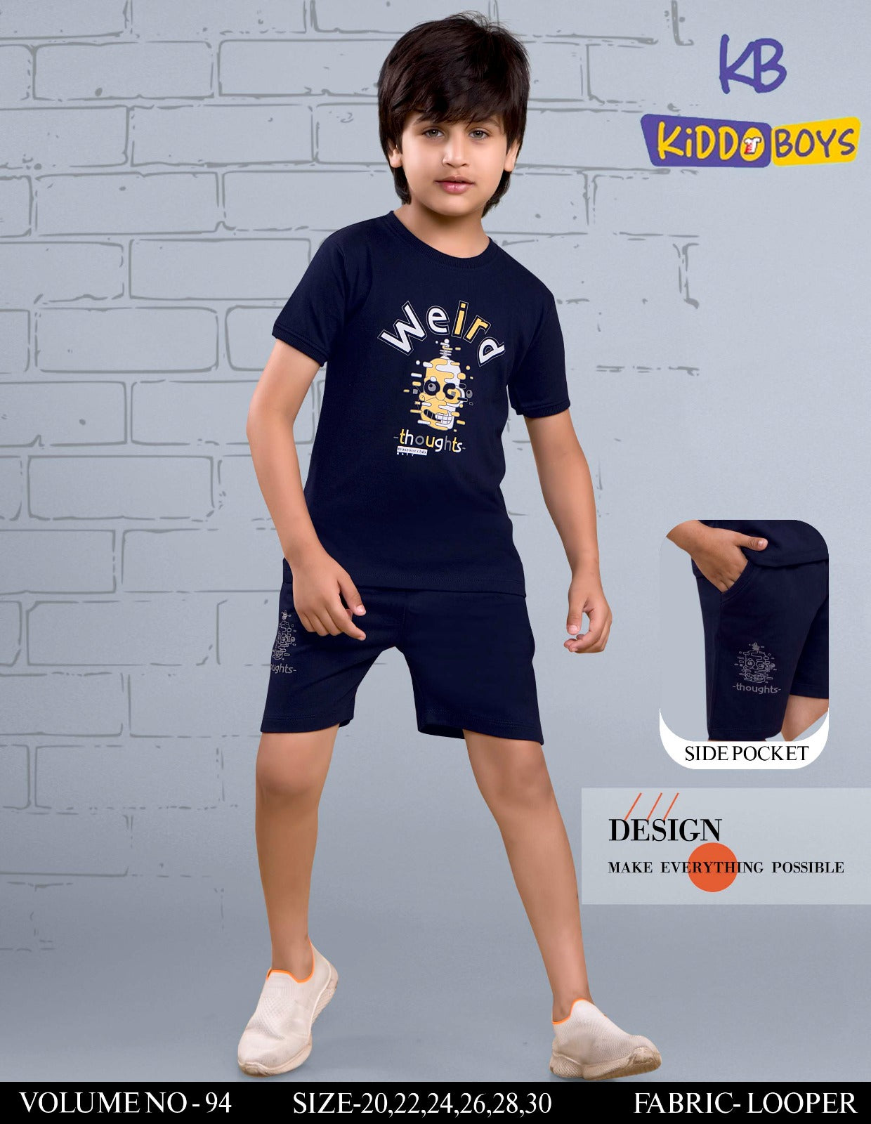 Vol 94 Kiddo Cotton Looper Boys Shorts Set Exporter India