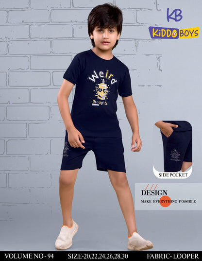 Vol 94 Kiddo Cotton Looper Boys Shorts Set Exporter India