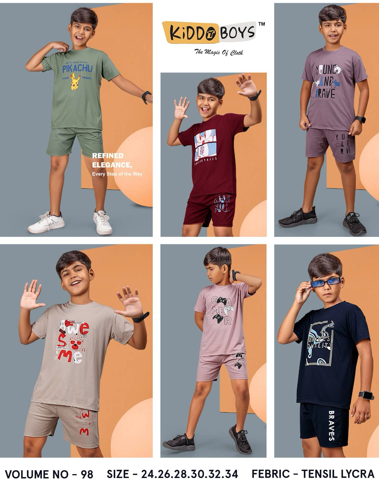 Vol 98 Kiddo Tencel Lycra Boys Shorts Set Wholesale Rate