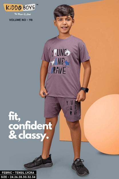 Vol 98 Kiddo Tencel Lycra Boys Shorts Set Wholesale Rate