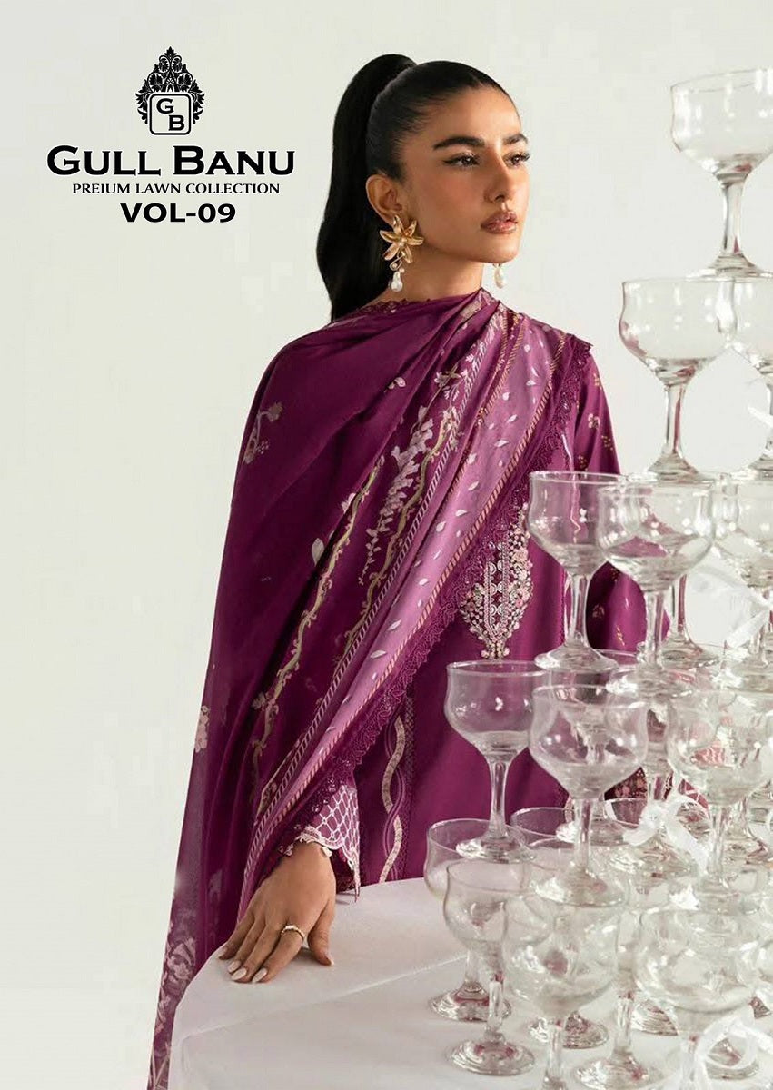 Vol 9 Premium Lawn Collection Gull Aahmed Gull Banu Lawn Cotton Karachi Salwar Suits Wholesale Rate