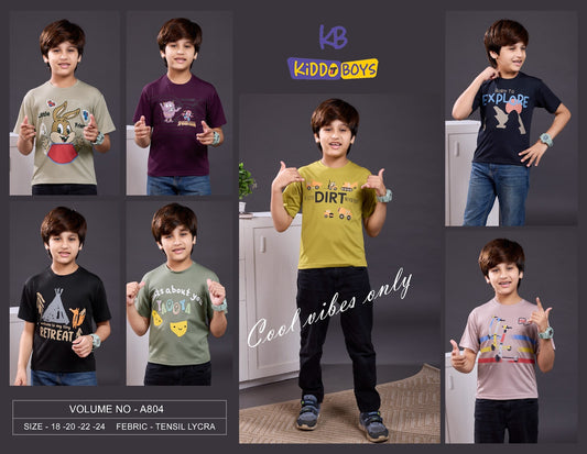 Vol A804 Kiddo Tencil Lycra Boys Tshirt Wholesale Price