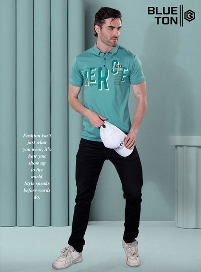 Vol Bt5001 Blue Ton Tencil Lycra Mens Tshirts Wholesale Price