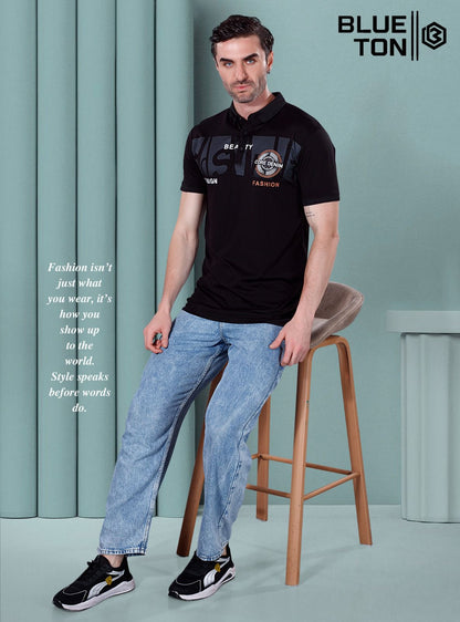 Vol Bt5001 Blue Ton Tencil Lycra Mens Tshirts Wholesale Price