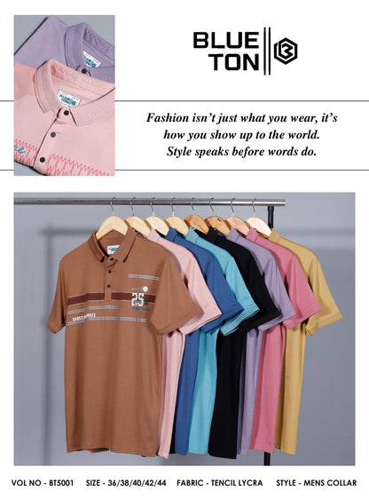 Vol Bt5001 Blue Ton Tencil Lycra Mens Tshirts Wholesale Price