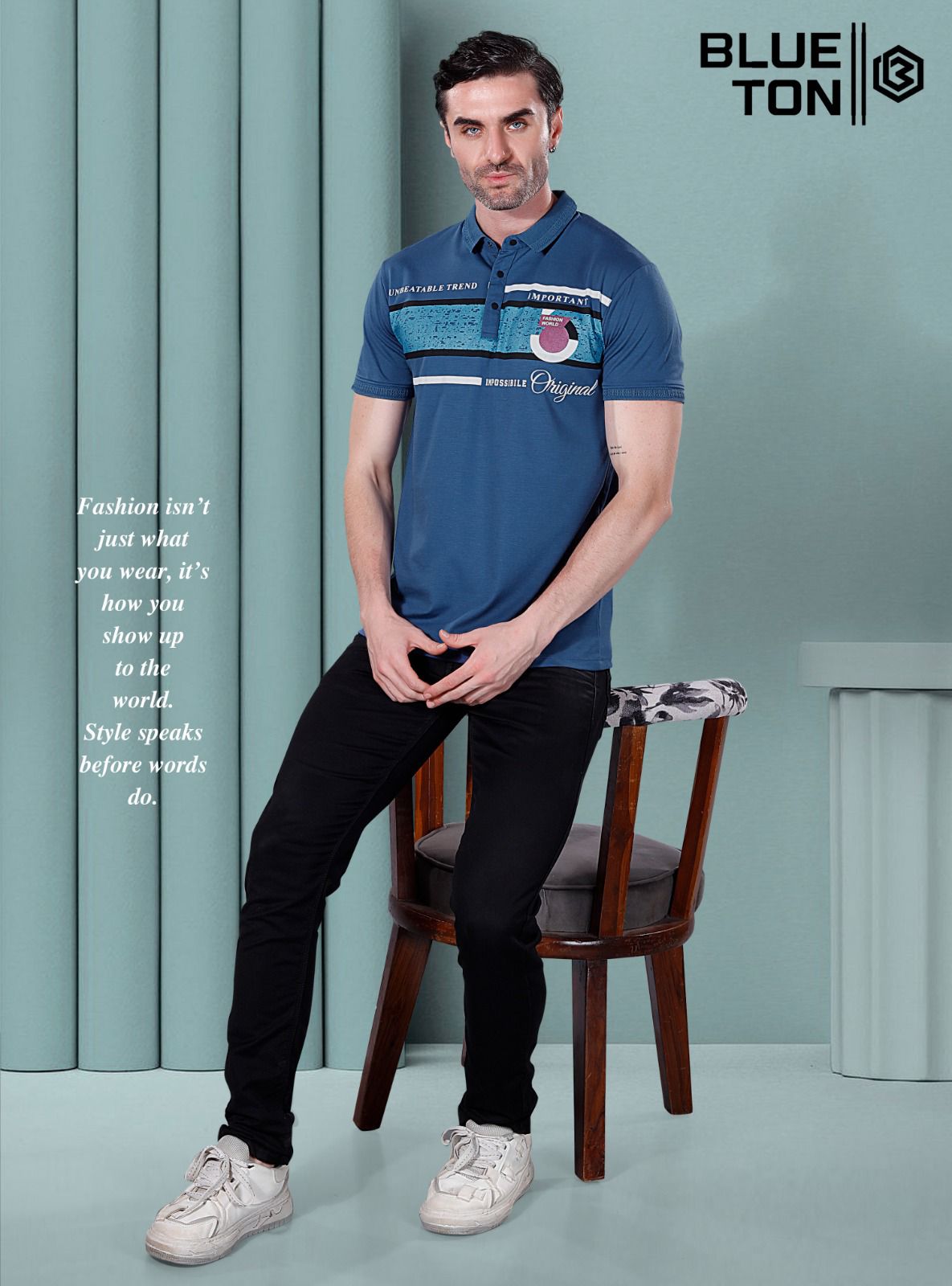 Vol Bt5001 Blue Ton Tencil Lycra Mens Tshirts Wholesale Price