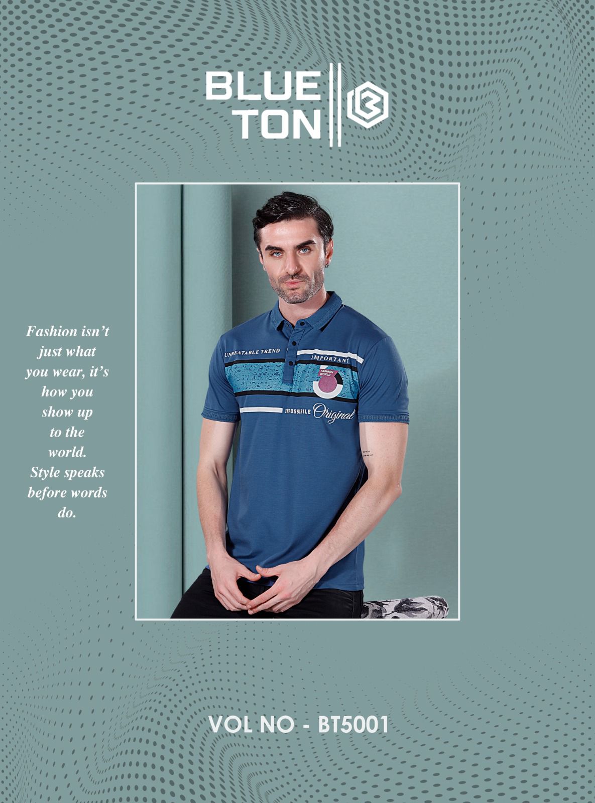 Vol Bt5001 Blue Ton Tencil Lycra Mens Tshirts Wholesale Price