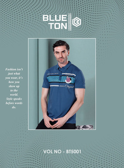 Vol Bt5001 Blue Ton Tencil Lycra Mens Tshirts Wholesale Price