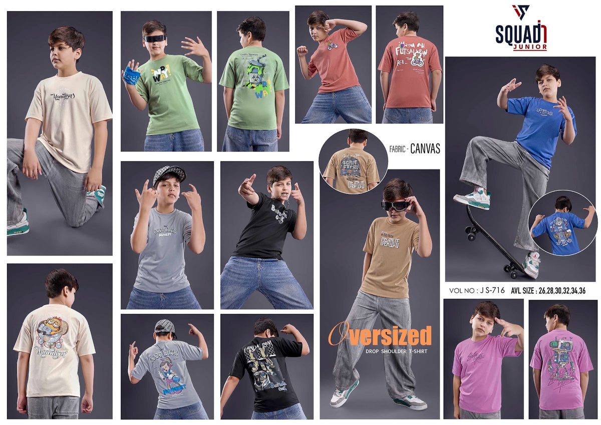 Vol Js 716 Oversize Squadin Canvas Boys Tshirt Exporter Gujarat