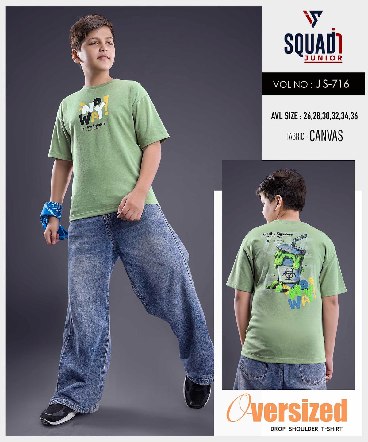 Vol Js 716 Oversize Squadin Canvas Boys Tshirt Exporter Gujarat