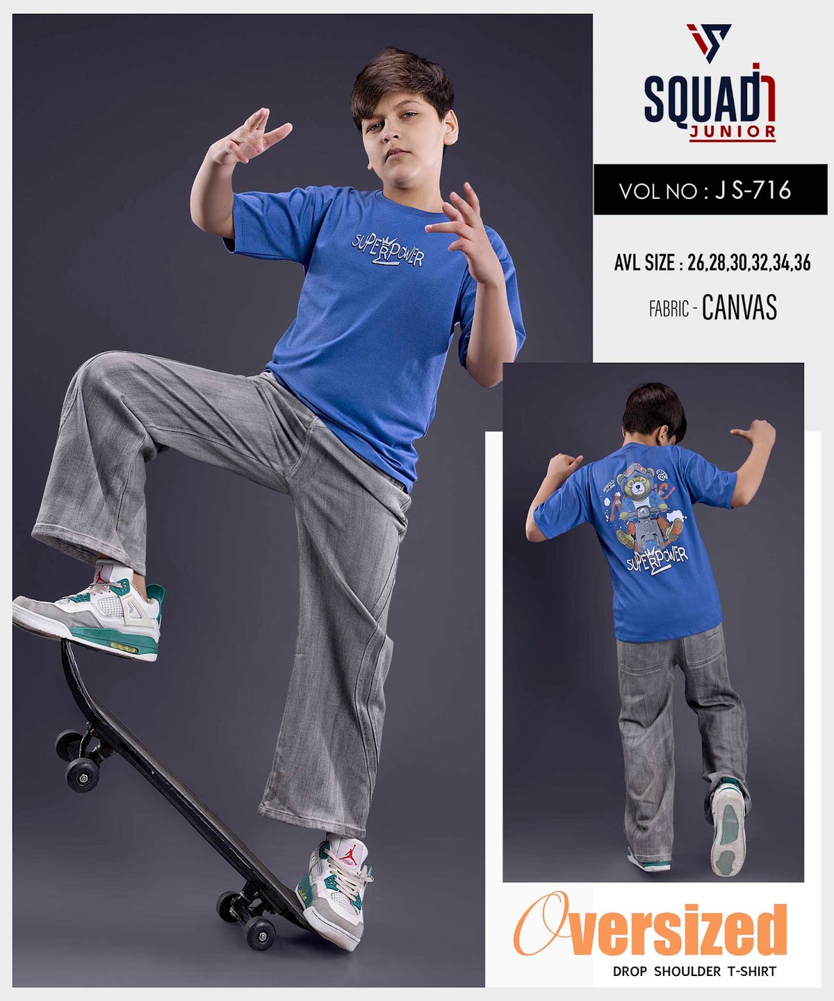 Vol Js 716 Oversize Squadin Canvas Boys Tshirt Exporter Gujarat
