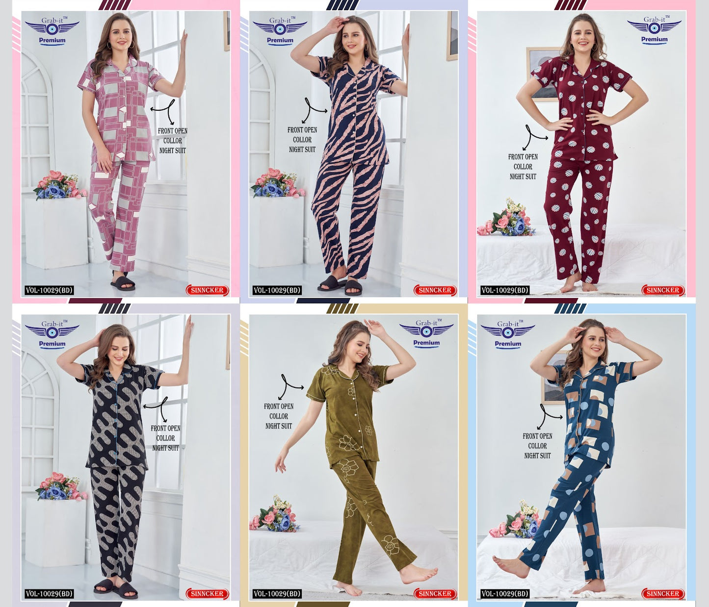 Vol No 10029 Bd Grab It Sinker Collar Night Suits Exporter