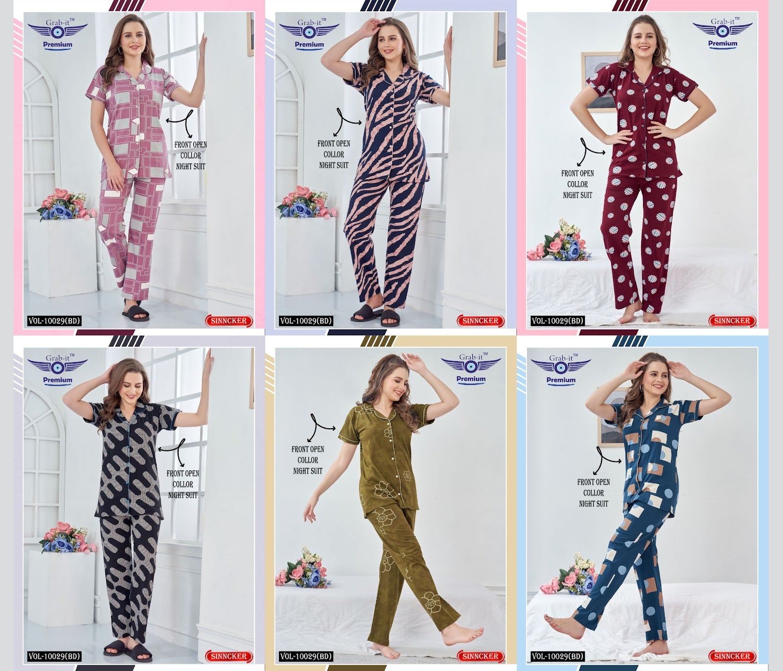 Vol No 10029 Bd Grab It Sinker Collar Night Suits Exporter