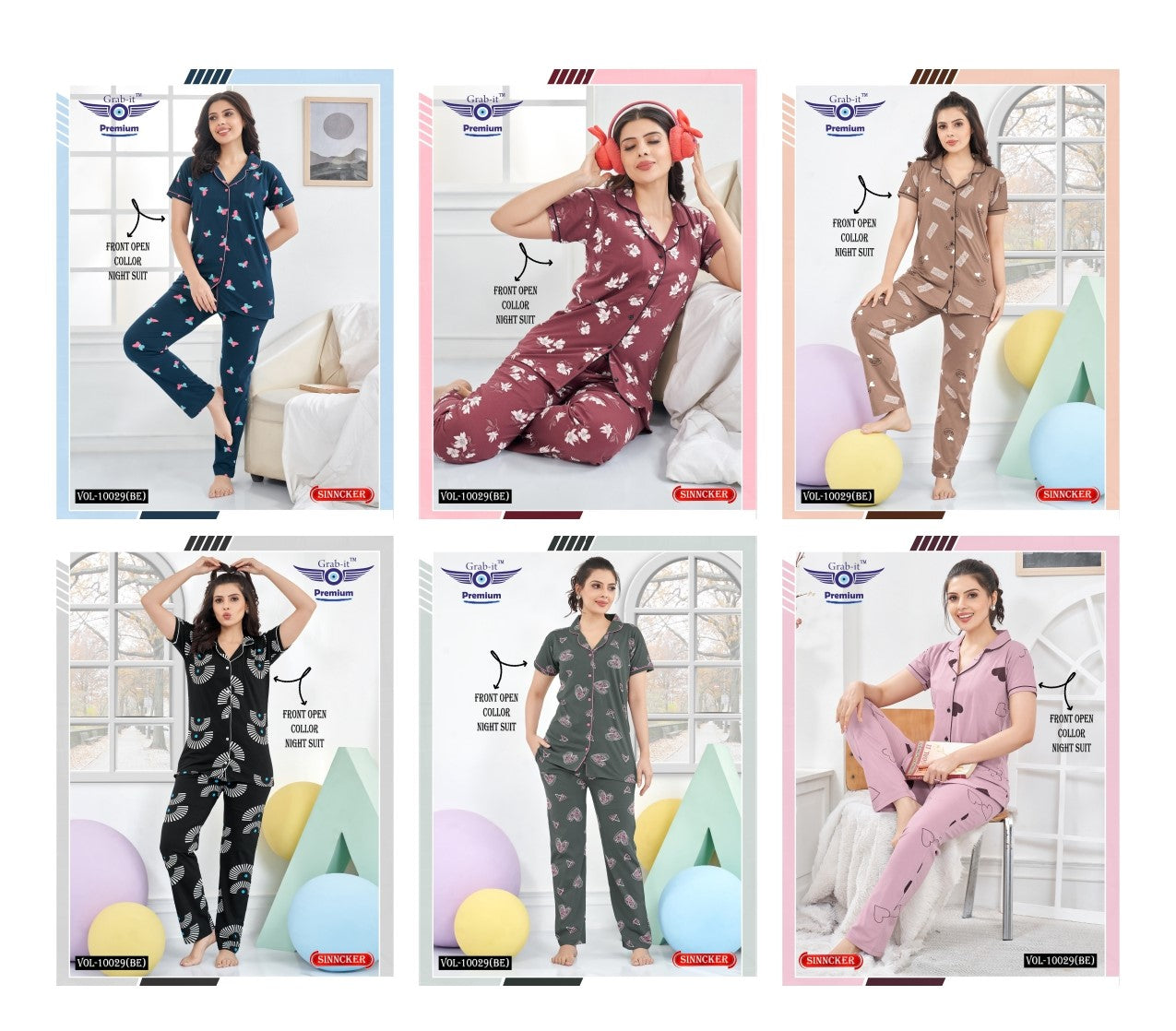 Vol No 10029 Be Grab It Sinker Collar Night Suits Exporter Gujarat