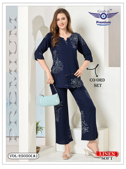 Vol No 25050 A Grab It Soft Linen Co Ord Set Manufacturer Gujarat
