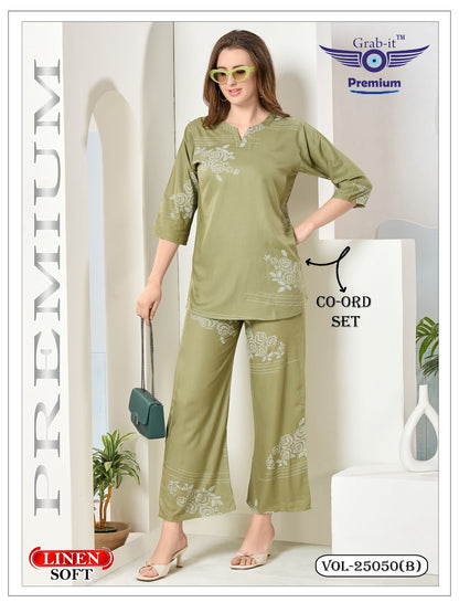 Vol No 25050 B Grab It Linen Co Ord Set Exporter