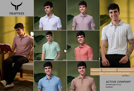 Vol No 26 Traptees Auto Stripes Mens Tshirts Exporter Ahmedabad