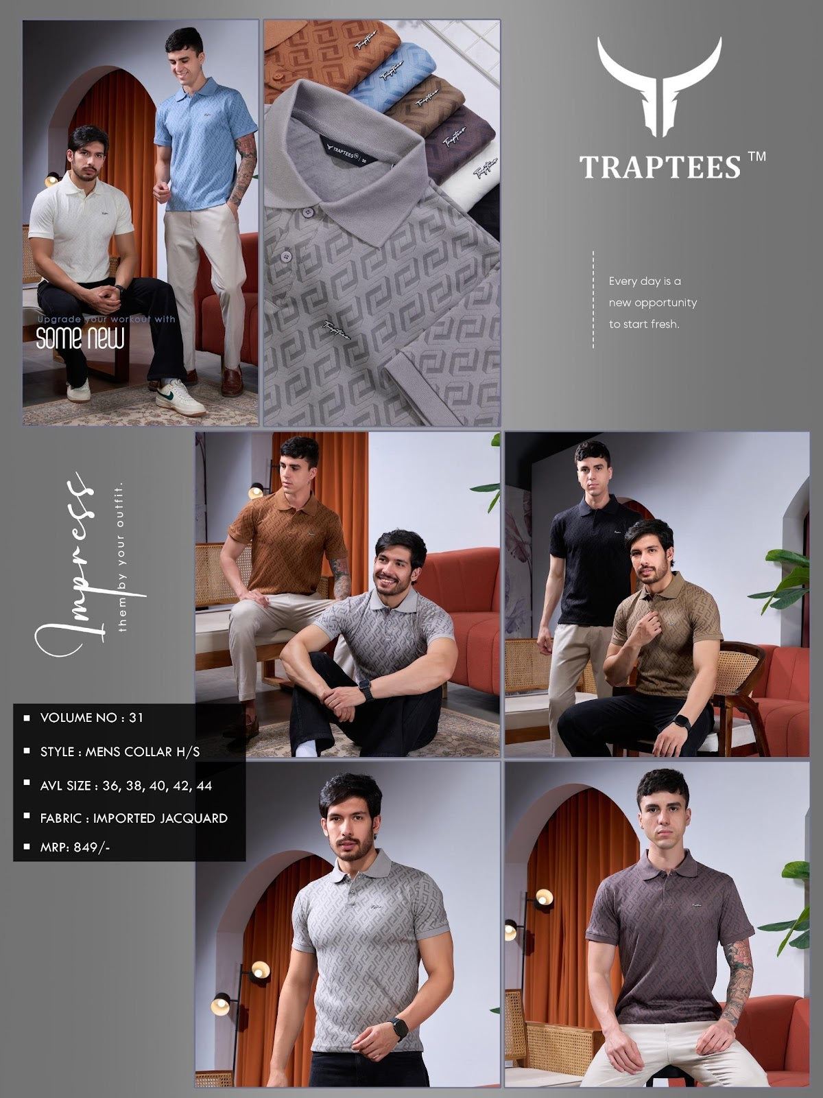 Vol No 31 Traptees Imported Jacquard Mens Tshirts Wholesale Price