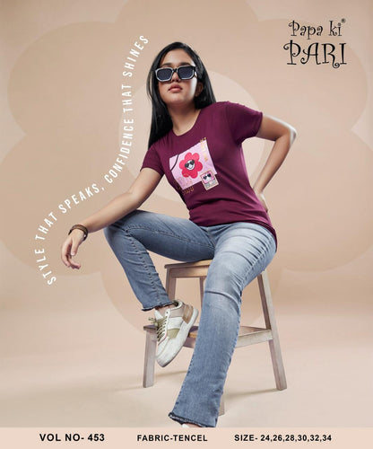 Vol No 453 Papa Ki Pari Imported Girls Tshirt Wholesale Rate