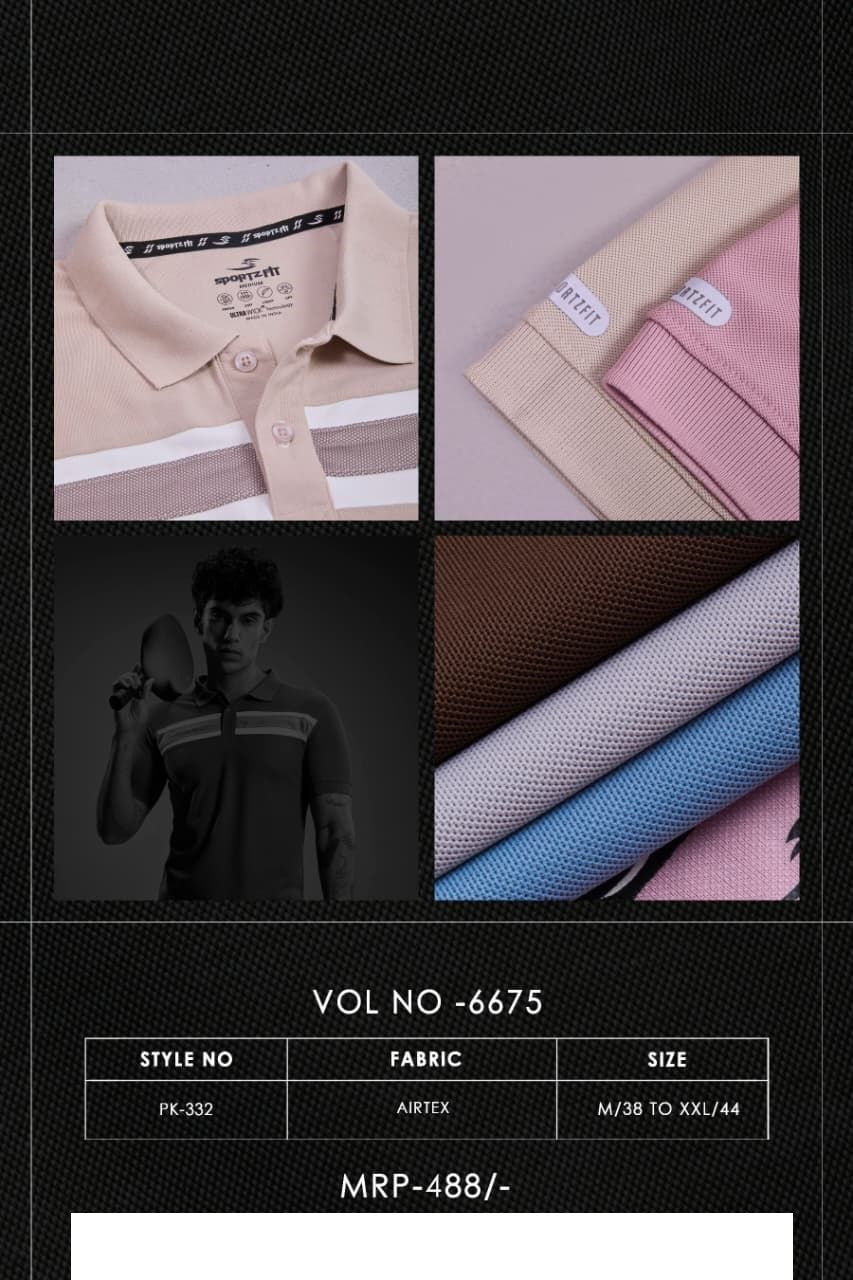 Vol No 6675 Sportz Fit Airtex Mens Tshirts Exporter Gujarat
