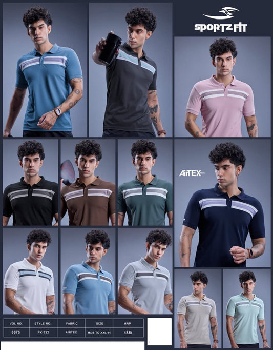 Vol No 6675 Sportz Fit Airtex Mens Tshirts Exporter Gujarat