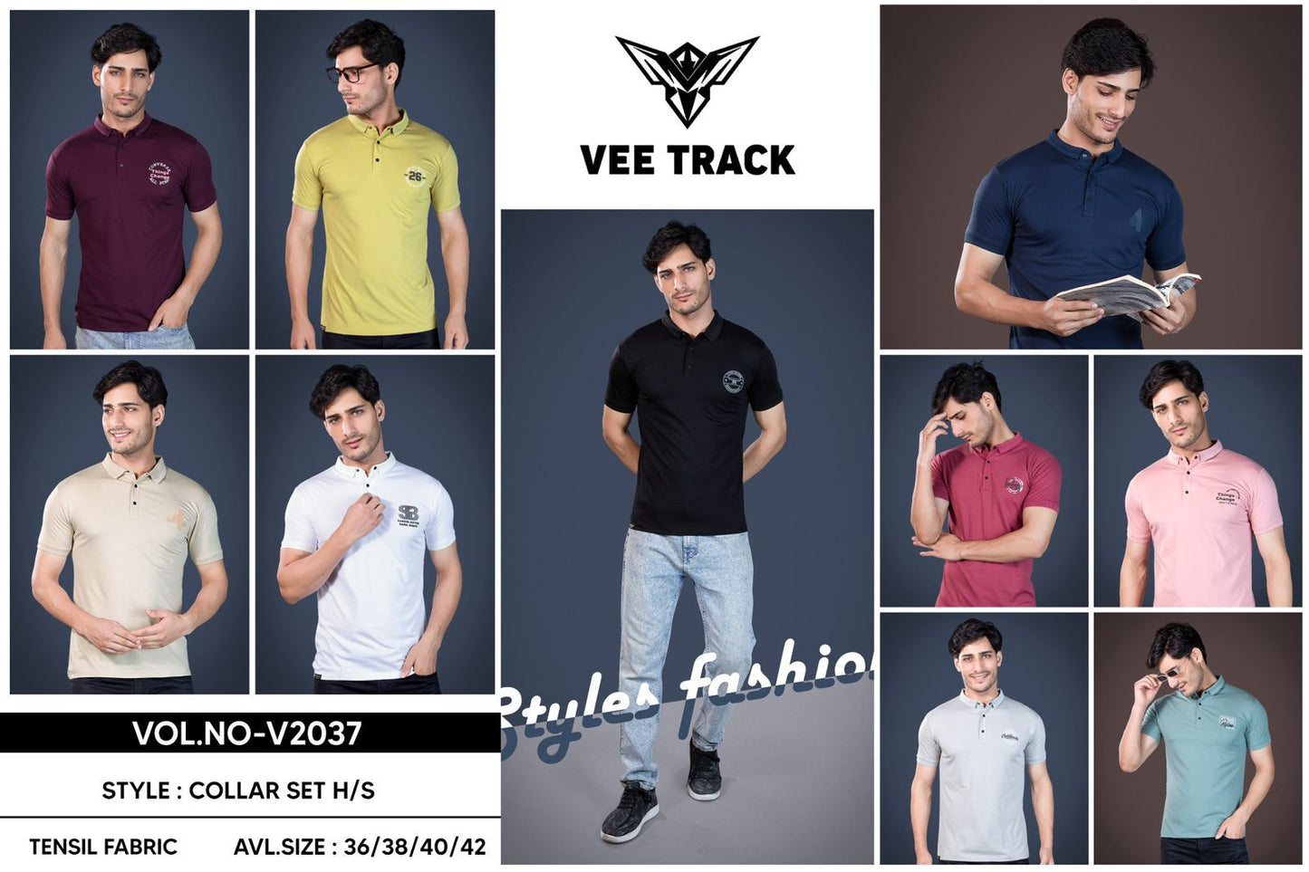 Vol No V2037 Vee Track Tencil Lycra Mens Tshirts Exporter India