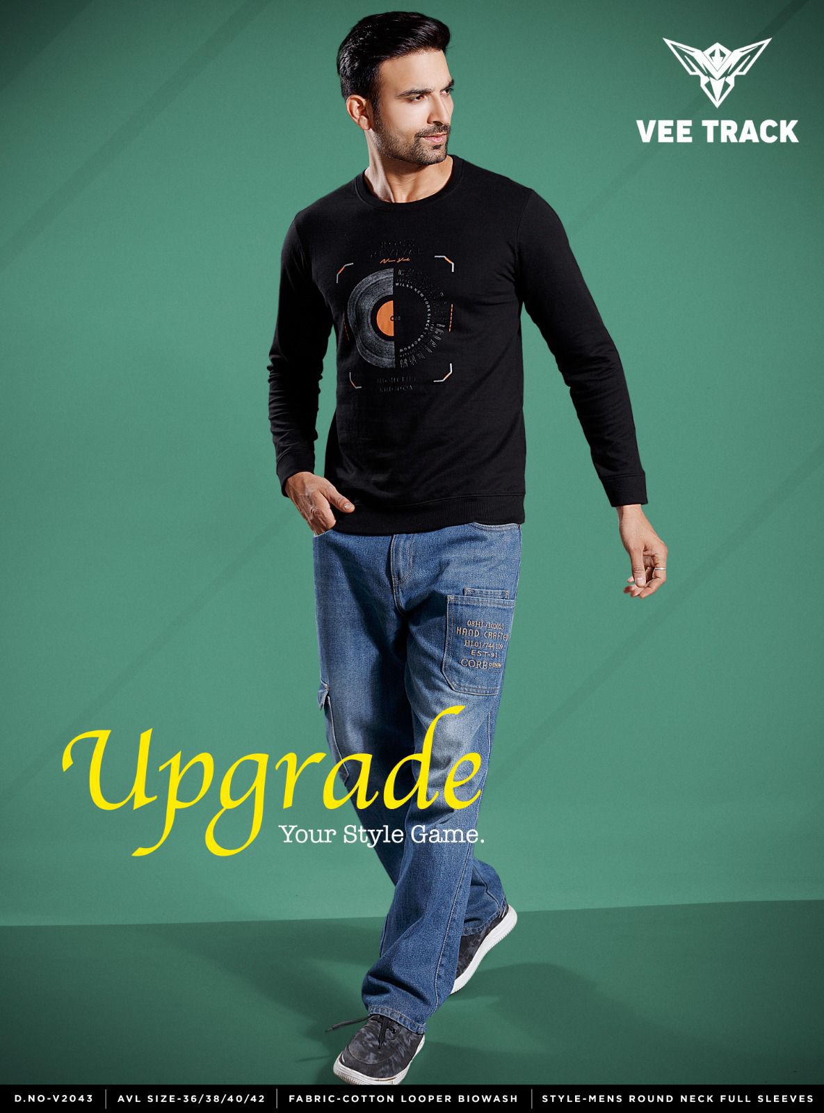 Vol No V2043 Vee Track Cotton Looper Mens Tshirts Exporter Ahmedabad