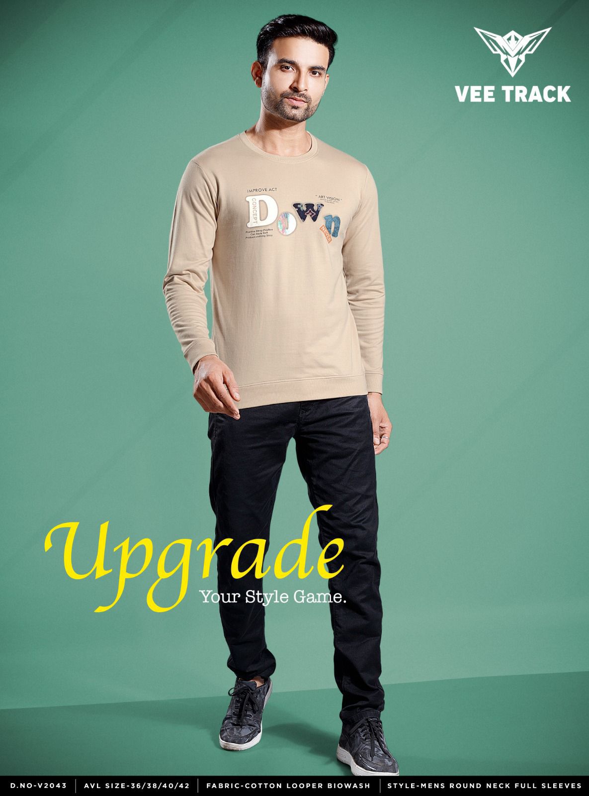 Vol No V2043 Vee Track Cotton Looper Mens Tshirts Exporter Ahmedabad