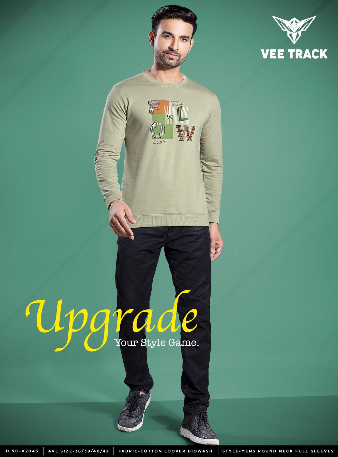 Vol No V2043 Vee Track Cotton Looper Mens Tshirts Exporter Ahmedabad