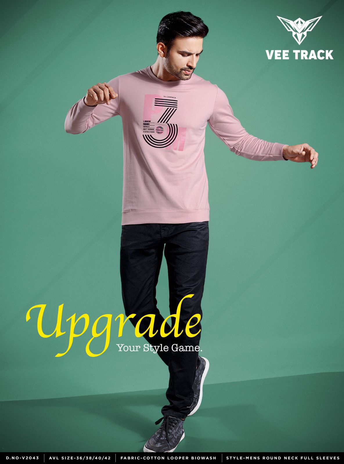 Vol No V2043 Vee Track Cotton Looper Mens Tshirts Exporter Ahmedabad