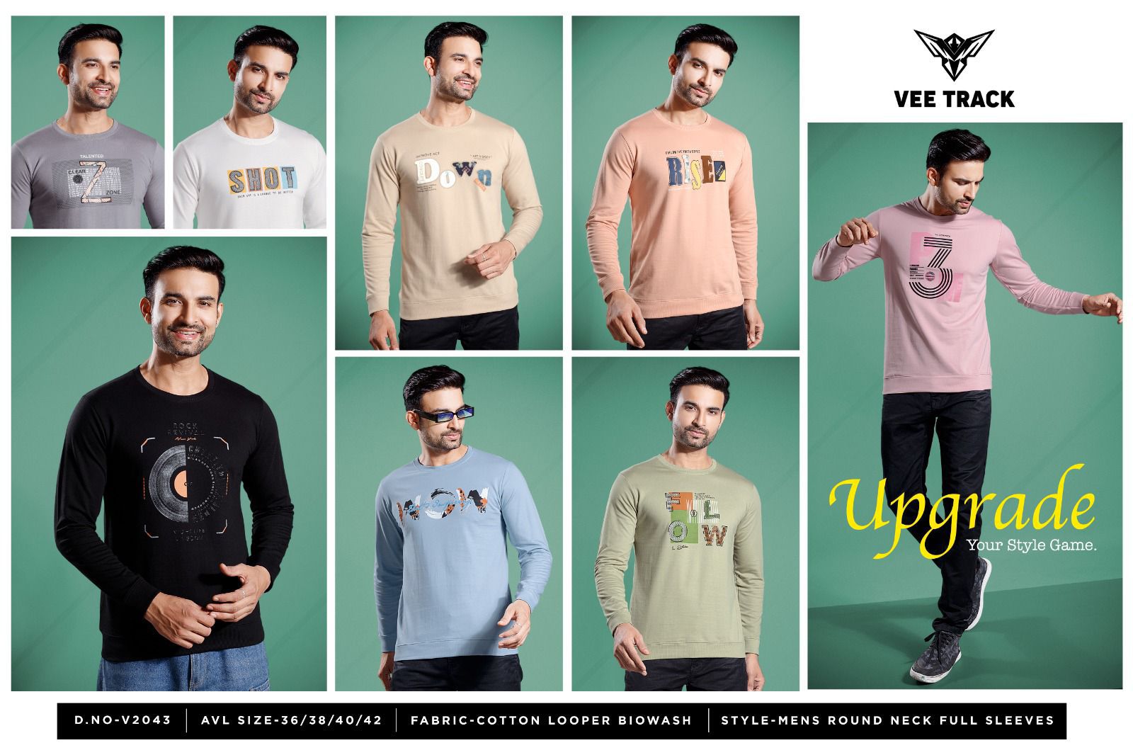 Vol No V2043 Vee Track Cotton Looper Mens Tshirts Exporter Ahmedabad