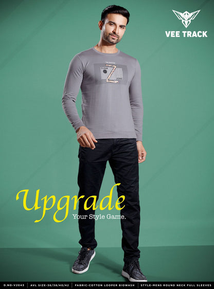 Vol No V2043 Vee Track Cotton Looper Mens Tshirts Exporter Ahmedabad